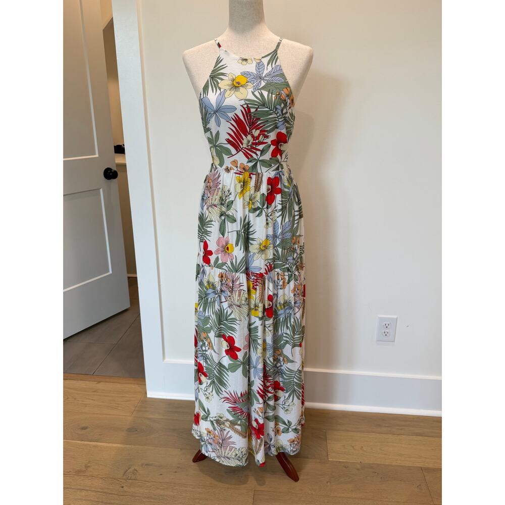 Lulus Floral Tie-Back Maxi Dress Size S